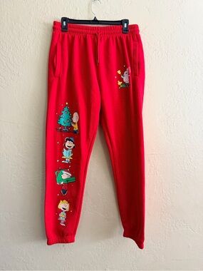 Peanuts Red Holiday Joggers with Character Graphics